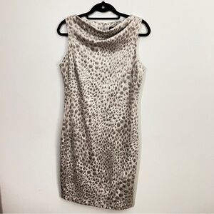 J. McLaughlin Silver Sheath Mini Dress Sleeveless Cowl Neck